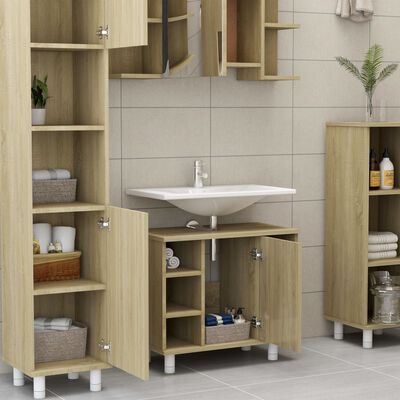 vidaXL Bathroom Cabinet Sonoma Oak 23.6"x12.6"x21.1" Engineered Wood