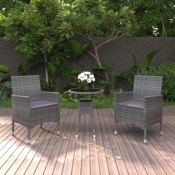 vidaXL Garden Dining Set Gray Poly rattan Compact Durable