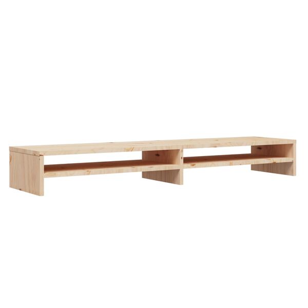 vidaXL Monitor Stand Natural Pine Solid Pine Wood 39.4 in long