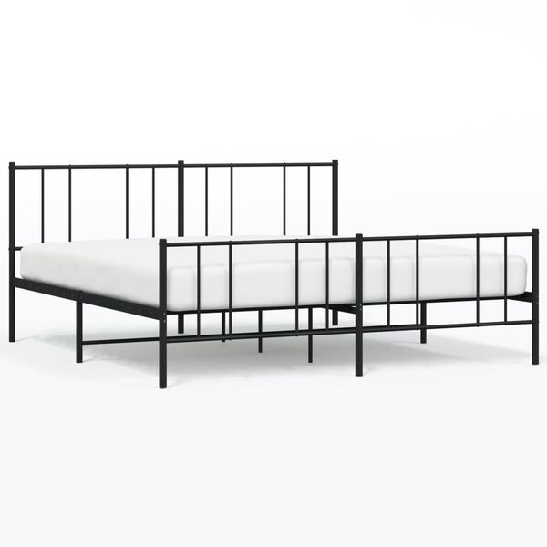 vidaXL Bed Frame Black Powder-coated steel King Bed Frame Rectangular