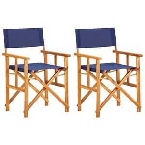 vidaXL Chair Set of 2 Natural wood color and Blue