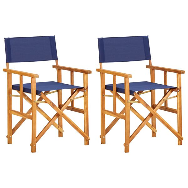 vidaXL Chair Set of 2 Natural wood color and Blue