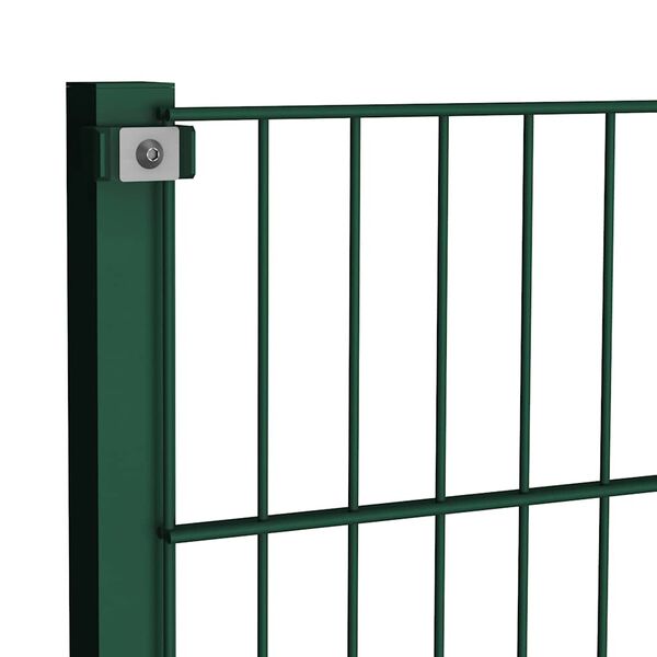 vidaXL Fence Panel with Posts Iron 69.5"x47.2" Green