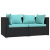 vidaXL Garden Lounge Set Black with Aqua Cushions