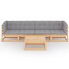 vidaXL Garden Lounge Set Natural wood, Grey cushions