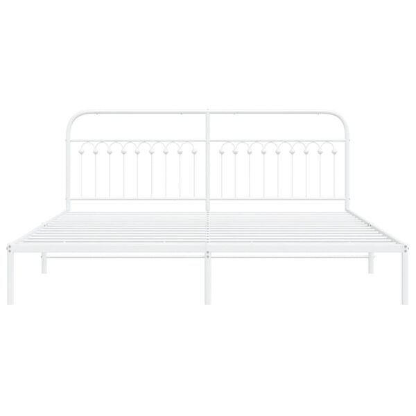 vidaXL Bed Frame White Steel Double Bed Frame Rectangular Minimalist