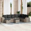 vidaXL Garden Sofa Set Gray PE rattan, powder-coated steel, polyester