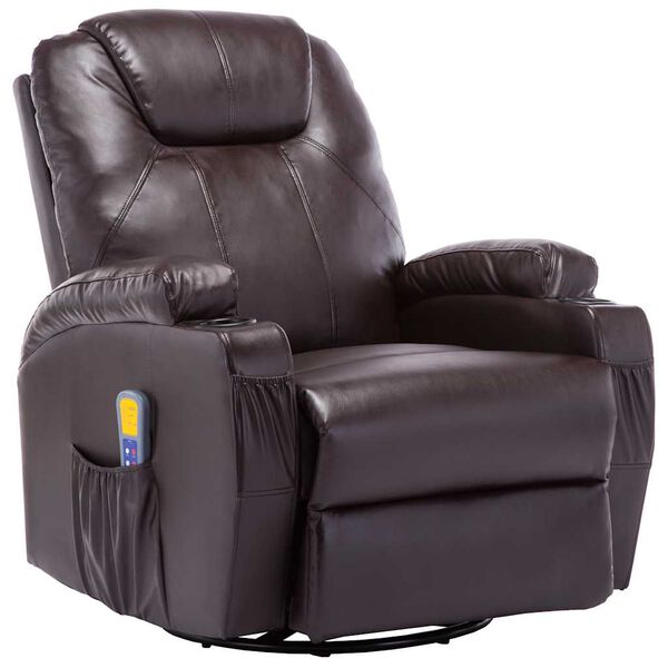 vidaXL Rocking Massage Chair Brown Faux leather, Steel Regular Swivel
