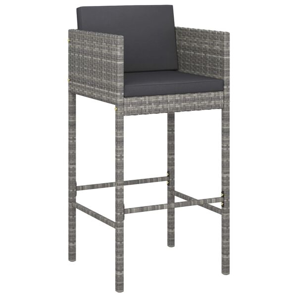 vidaXL Garden Bar Set Grey, Dark Grey PE rattan, powder-coated steel Large