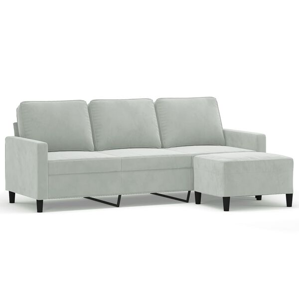 vidaXL 3-seater Sofa With Footstool Light grey