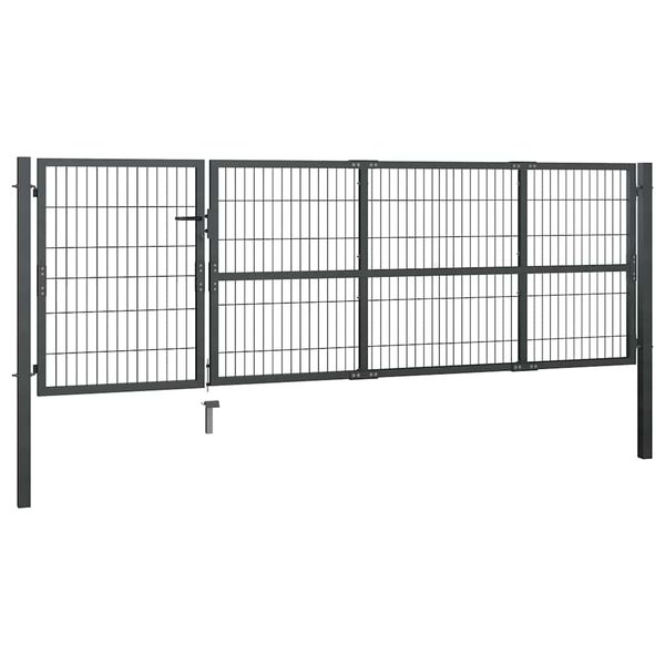 vidaXL Garden Gate with Posts Steel 137.8x39.4" Anthracite