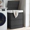 vidaXL Laundry Basket with Lid Grey 18.1x13.0x23.6" Poly Rattan
