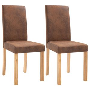vidaXL Dining Chair Set of 2 Brown Faux suede leather Standard Durable
