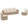 vidaXL Garden Sofa Set Beige, Cream White PE Rattan 6 Seater