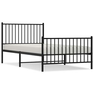 vidaXL Bed Frame Black Powder-coated steel Twin Bed Frame Rectangular