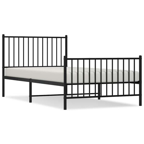 vidaXL Bed Frame Black Powder-coated steel Twin Bed Frame Rectangular