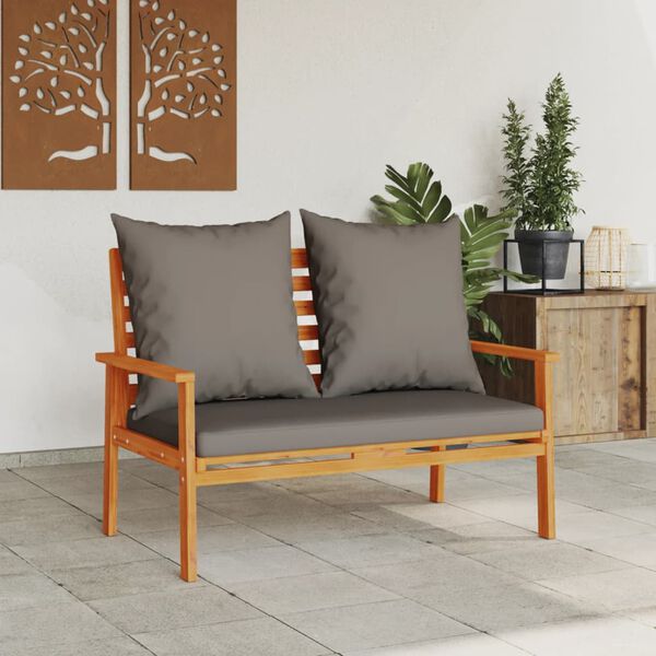 vidaXL Garden Sofa Bench Dark grey Solid acacia wood 47.2 in long