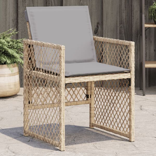 vidaXL Garden Chair Mix Beige, Light Grey PE Rattan, Powder-Coated Steel