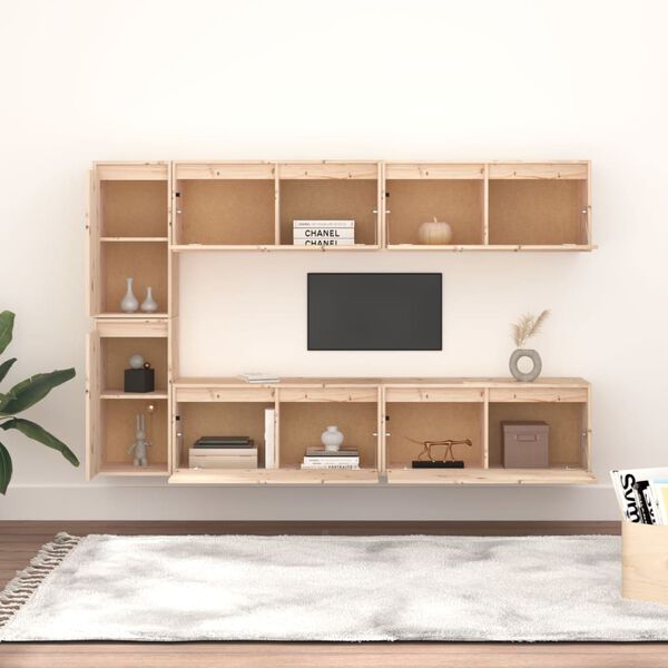 vidaXL TV Stands 6 Pcs Solid Wood Pine