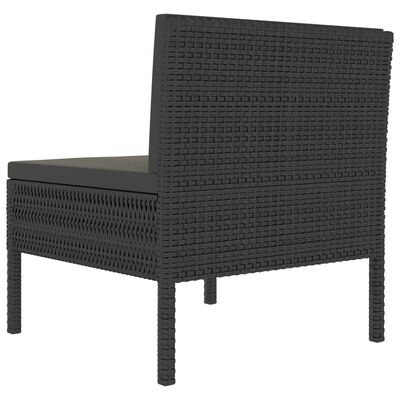 vidaXL Patio Chairs 3 pcs with Cushions Poly Rattan Black