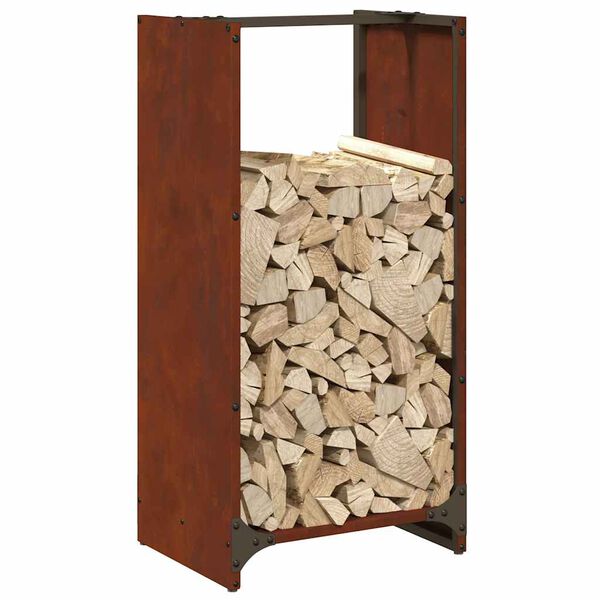 vidaXL Firewood Rack 15.7x11.8x31.5" Weathering Steel