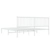 vidaXL Bed Frame White Powder-Coated Steel Double Bed Frame