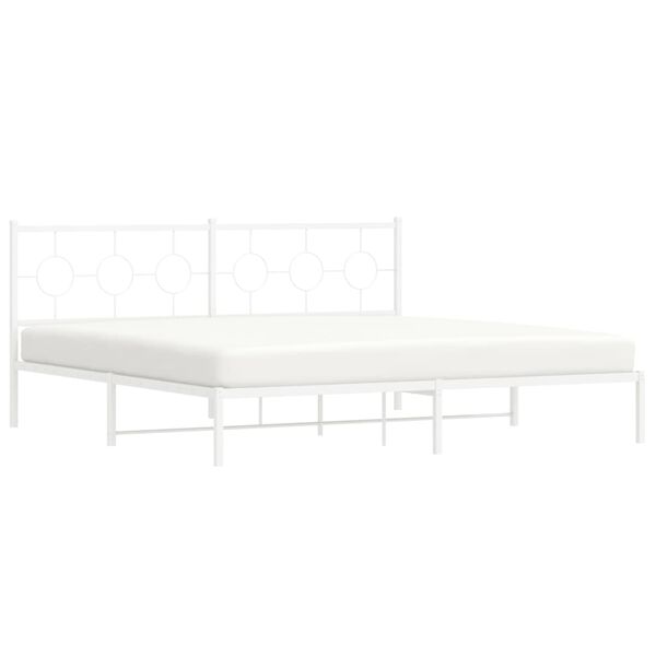 vidaXL Bed Frame White Powder-Coated Steel Double Bed Frame