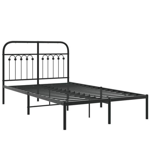 vidaXL Bed Frame Black Steel Small Double Bed Frame Rectangular