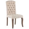 vidaXL Dining Chair Set of 2 Beige Linen-look fabric, Rubber wood