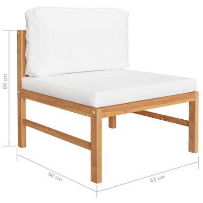 vidaXL 7 Piece Patio Lounge Set with Cream Cushions Solid Teak Wood