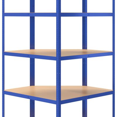 vidaXL 5-Layer Corner Shelf Blue Steel&Engineered Wood