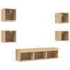 vidaXL TV Wall Unit Set of 7 Sonoma oak Engineered wood, glass