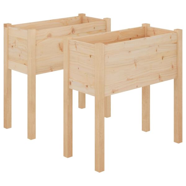 vidaXL Garden Planter Set of 2 Natural Wood Solid Pinewood Standard