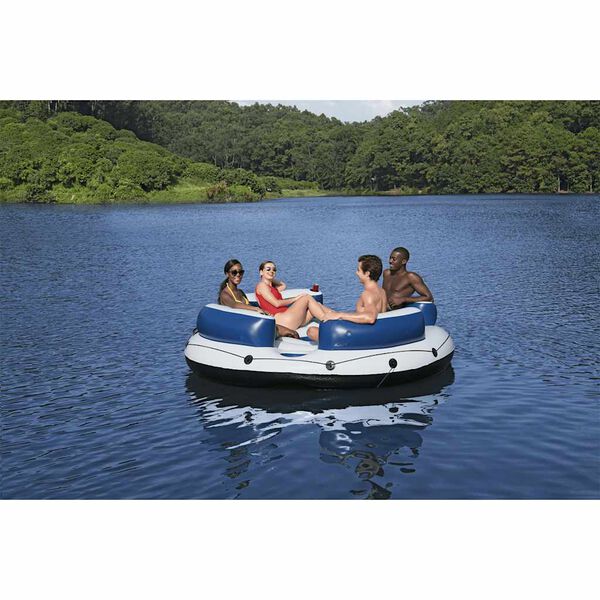 Bestway Floating Island Blue and White PVC Large Cup Holders