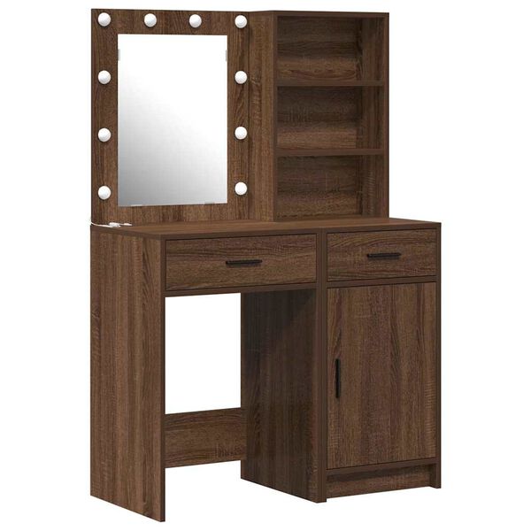 vidaXL Dressing Table Set with Drawer 2 pcs Brown oak 50 x 41 x 135 cm