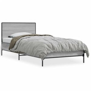 vidaXL Bed Frame Grey Sonoma Engineered Wood, Metal Small Single Durable