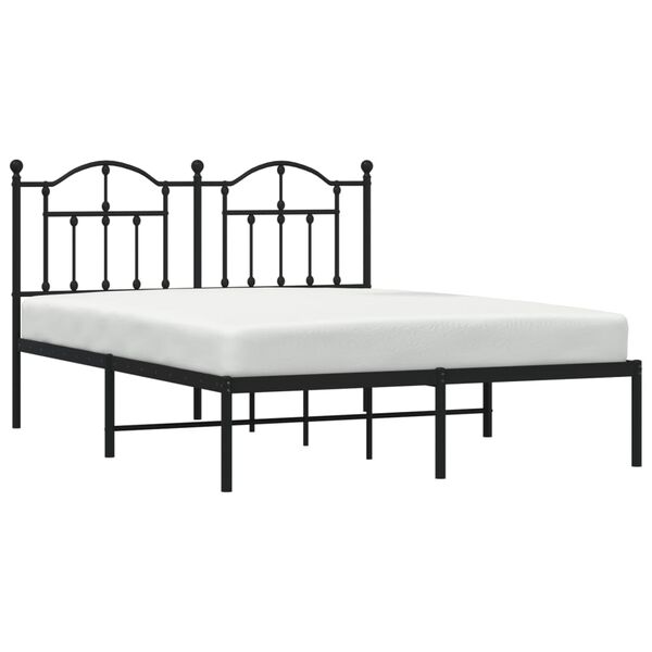 vidaXL Bed Frame Black Powder-coated steel 55.1 x 78.7 in Bed Frame