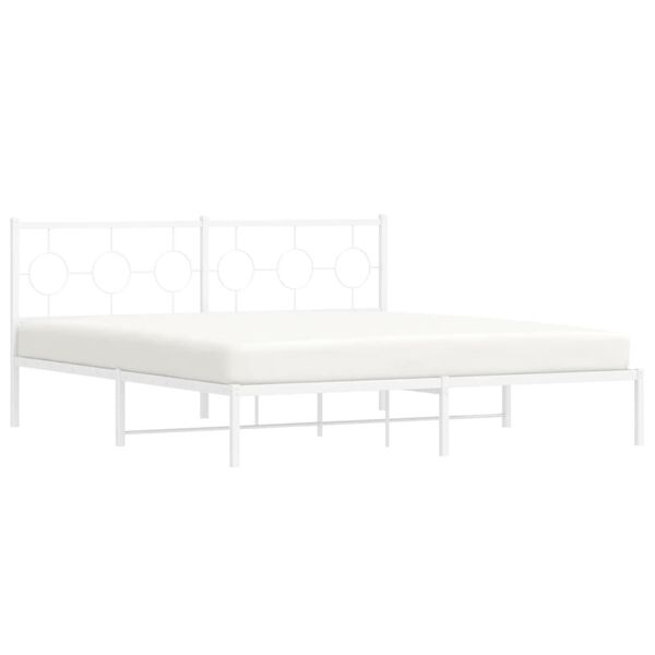 vidaXL Bed Frame White Powder-coated steel 72 x 84 in Bed Frame