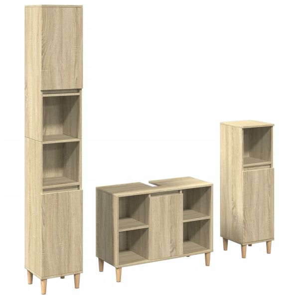 vidaXL Bathroom Furniture Set Sonoma Oak Engineered Wood Large