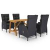 vidaXL Dining Set Black Solid Acacia wood, PE rattan, powder-coated steel
