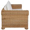 vidaXL Sofa Natural Rattan, Natural, Linen Cream White Natural Rattan Fitrit
