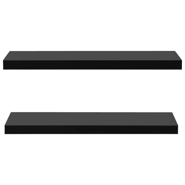 vidaXL Wall Mounted Shelf Set of 2 Black MDF 39.4x7.9x1.5 in