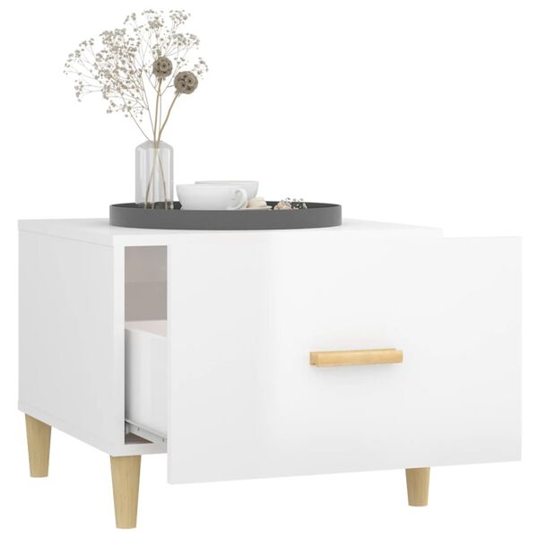 vidaXL Coffee Table High gloss white Engineered wood, solid eucalyptus wood