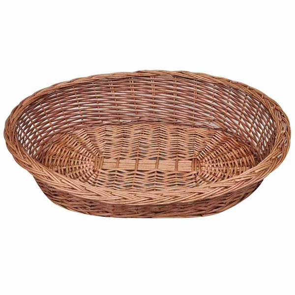 vidaXL Dog Basket Natural Willow Medium Lightweight Dog Basket Oval