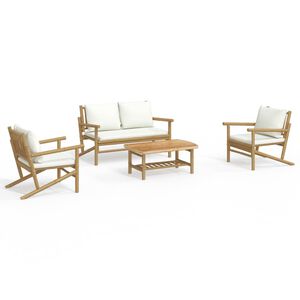 vidaXL Garden Lounge Set Natural Bamboo Medium Modular Garden Lounge Set