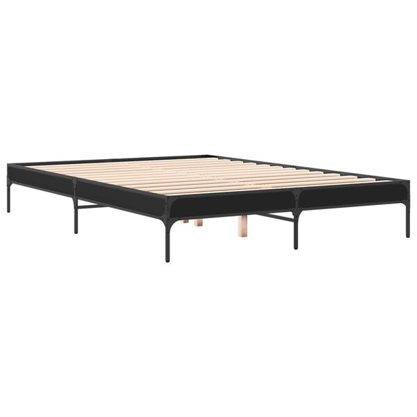 vidaXL Bed Frame Black Engineered wood, Metal Double Durable Bed Frame