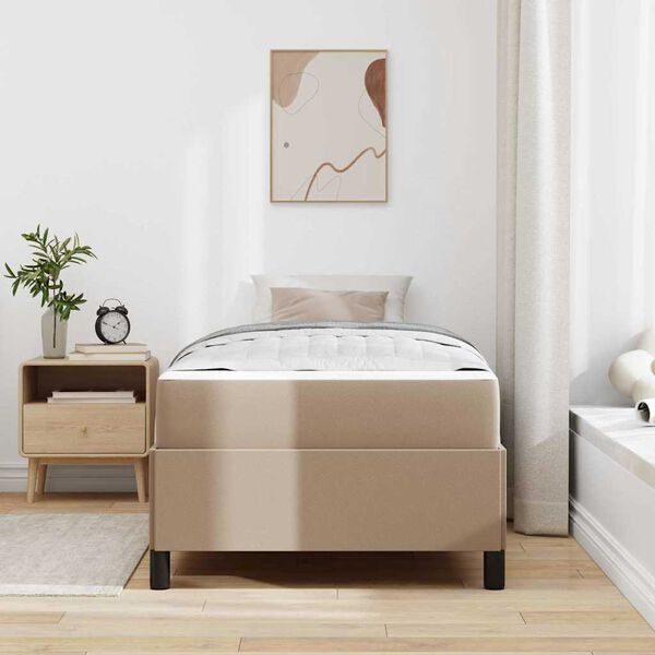 vidaXL Bed Frame with Mattress Cappuccino 35.43 x 74.80 in Fabric