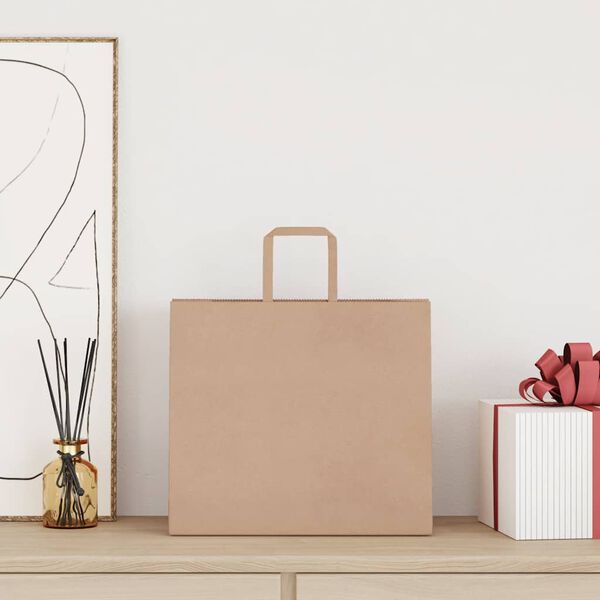 vidaXL Paper Bags 250 pcs with Handles Brown 32x22x28 cm