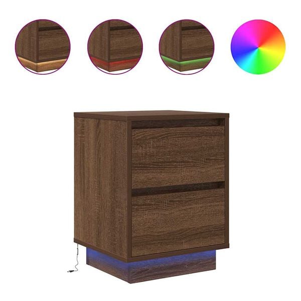 vidaXL Bedside Cabinet Set of 2 Brown Oak Engineered wood