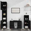 vidaXL Sink Cabinet Black Engineered Wood and Solid Eucalyptus Wood Medium